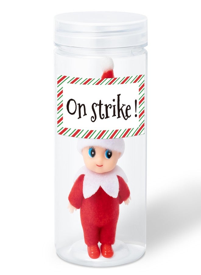 BkeeCten Funny Christmas Elf Carrier - Plastic Jar Container with Help Me & On Strike Labels for Elf on The Shelf, Holiday Tradition Decorations, Christmas Gift for Kids Family (Elf Not Included) - Image 1